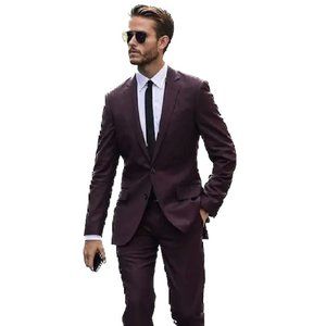 Men's Custom Tailored Slim Fit Suit | Burgundy | Size - 40R 32x28